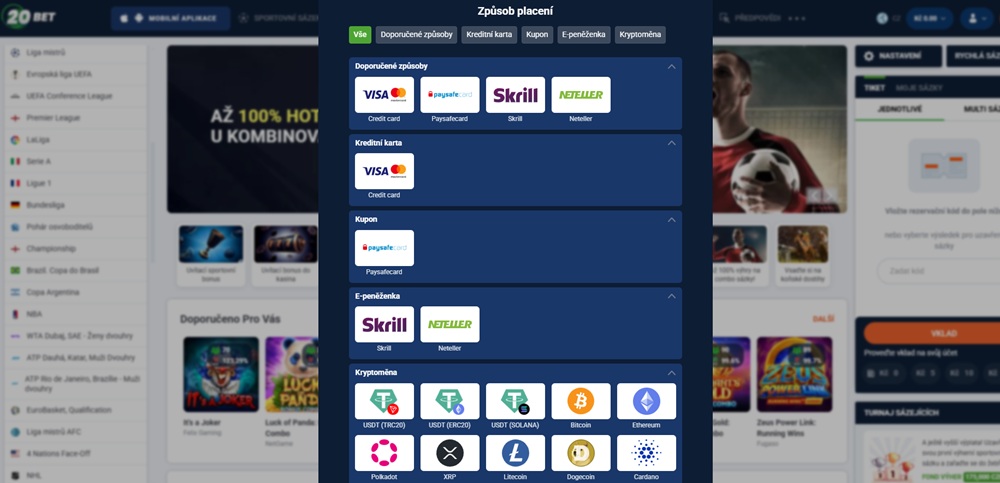 Přehled platebních metod