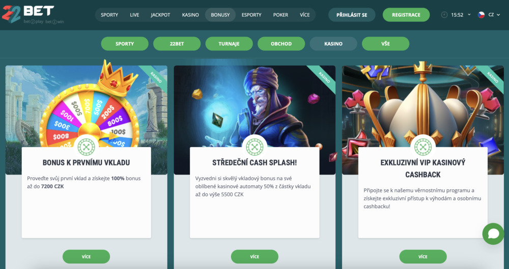 22BET casino bonusy unor 2025