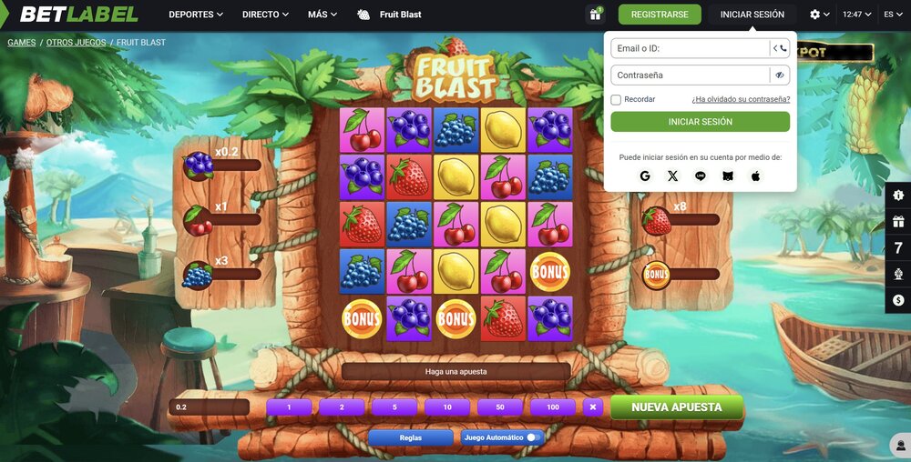 Betlabel inicio de sesión