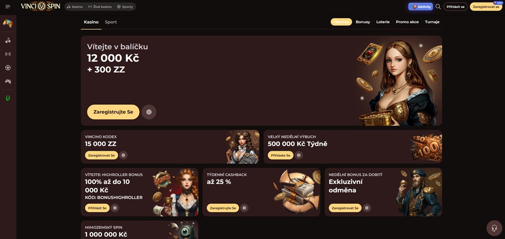 Vinci Spin bonusy