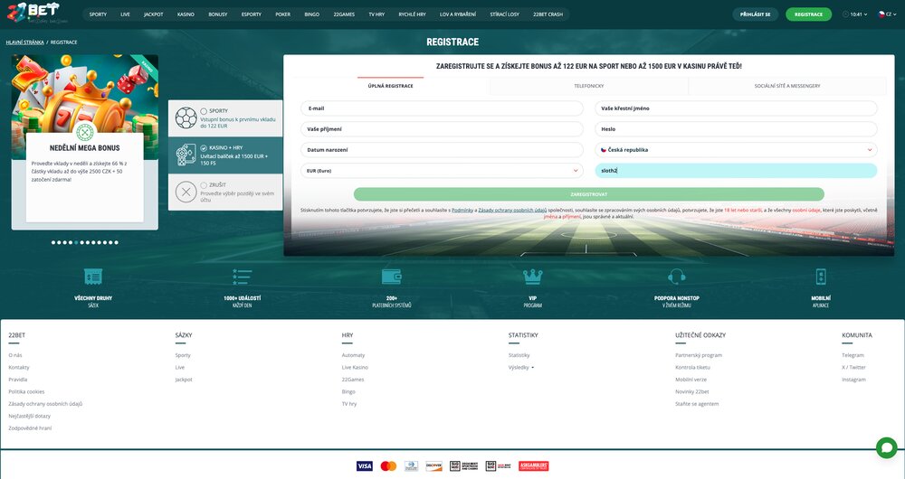 22BET promokód sloth2