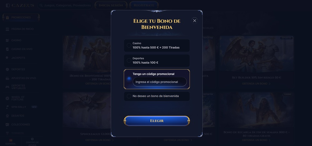 Cazeus código promocional