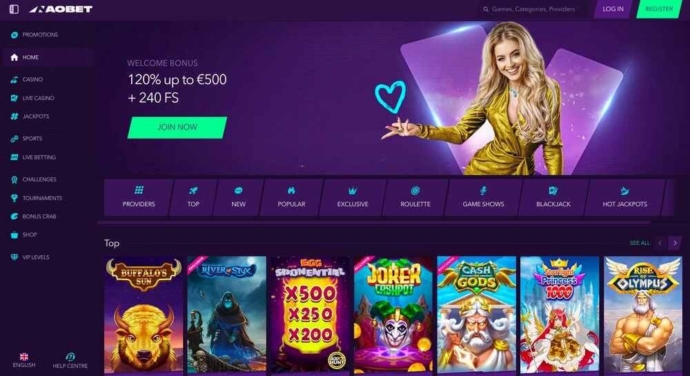 NaoBet casino homepage