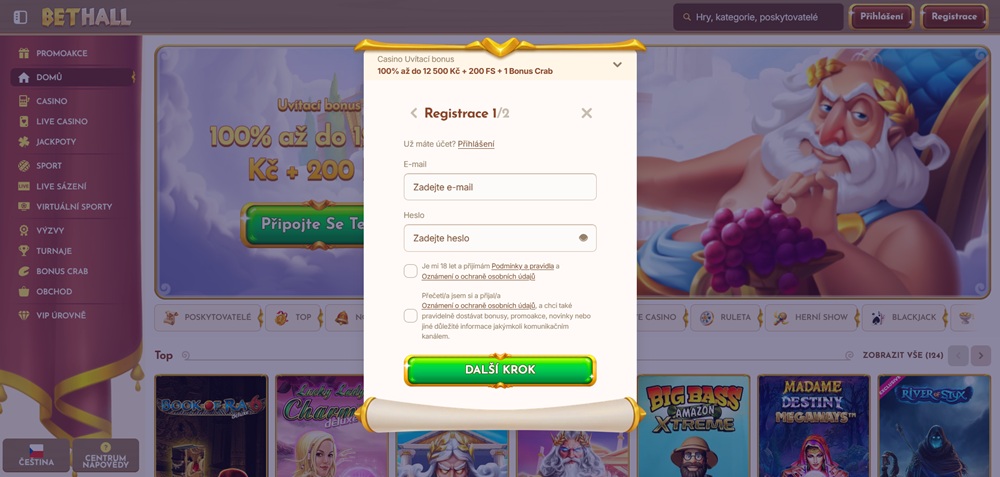 BetHall registrace