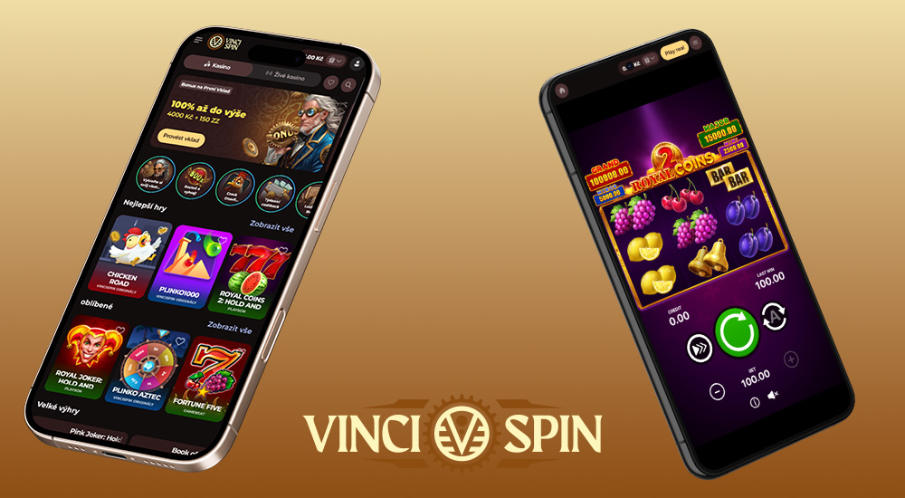 Náhled responzivního rozhraní v online casinu Vinci Spin