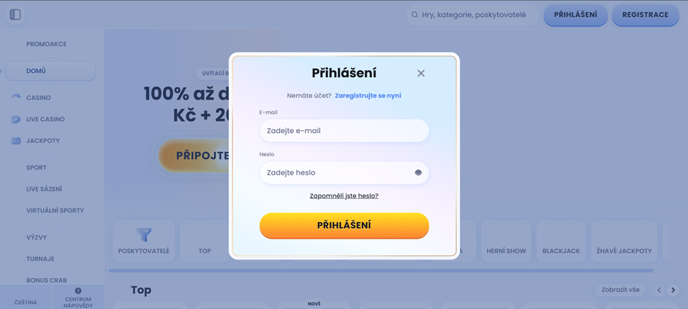 CasinoLab přihlášení