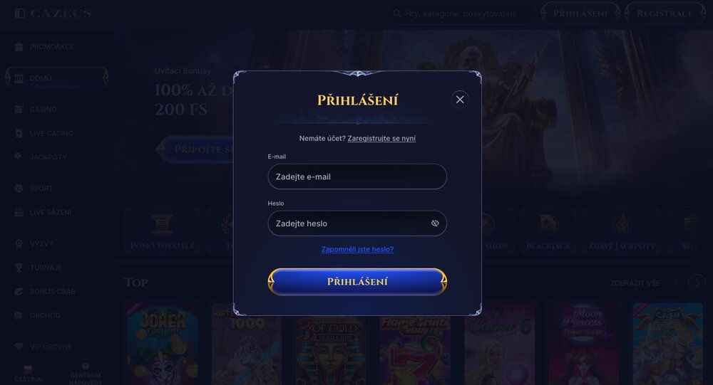 Login do casina a sázkové kanceláře Cazeus