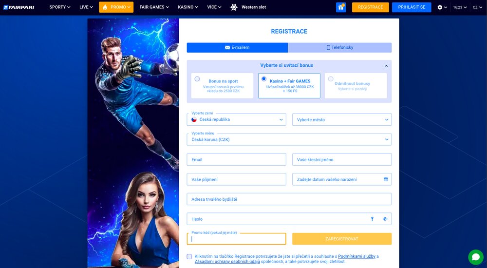 FairPari registrace s promo kódem