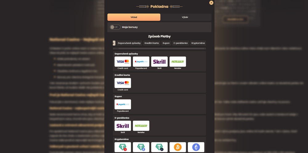 Přehled platebních metod