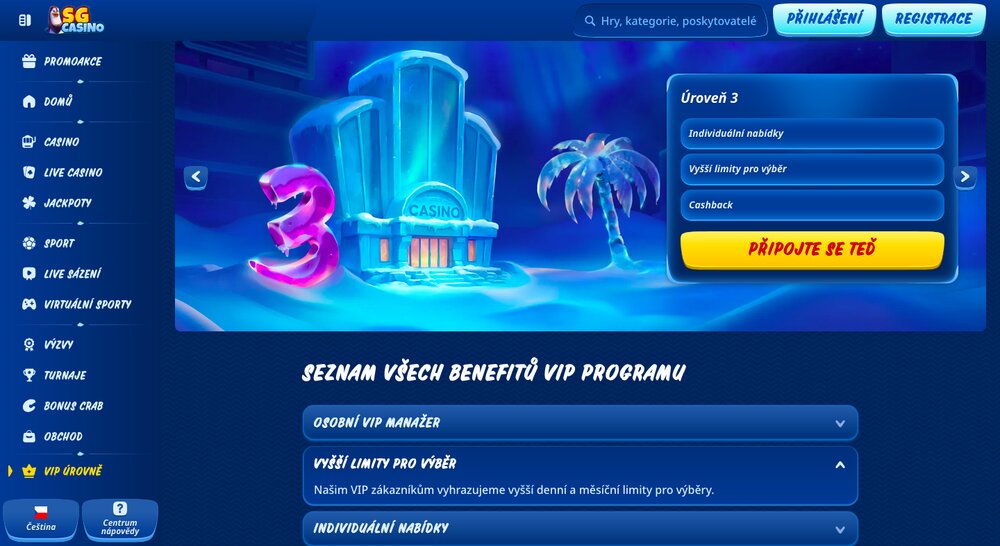 Vyšší výběr pro VIP hráče casina SGCasino