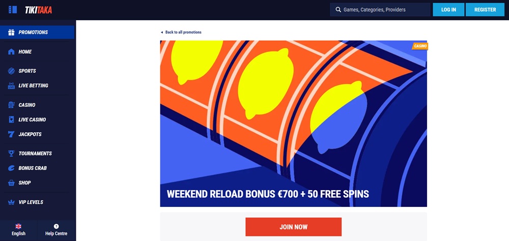 TikiTaka weekend reload bonus