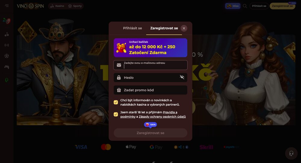 Registro Vinci Spin casino