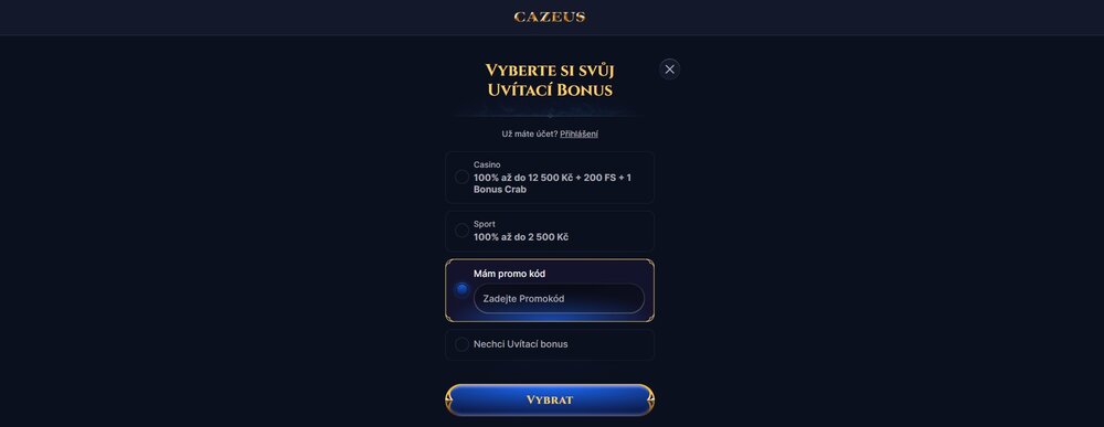 Políčko pro zadání promo kódu