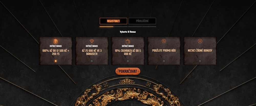 Selección del bono de bienvenida