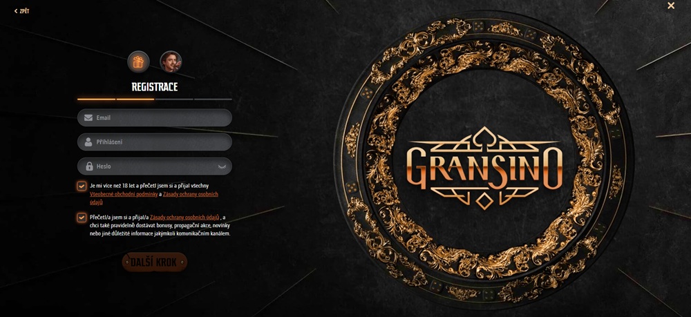 Proceso de registro en Gransino