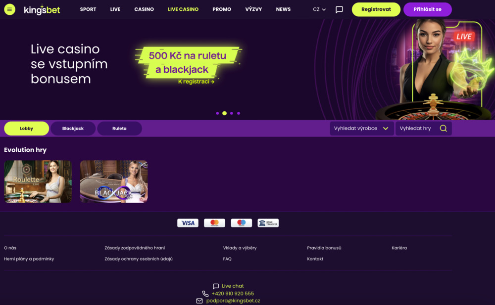 Kingsbet live casino náhled