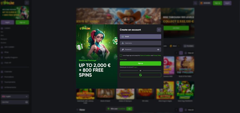 Proceso de registro en Spinline