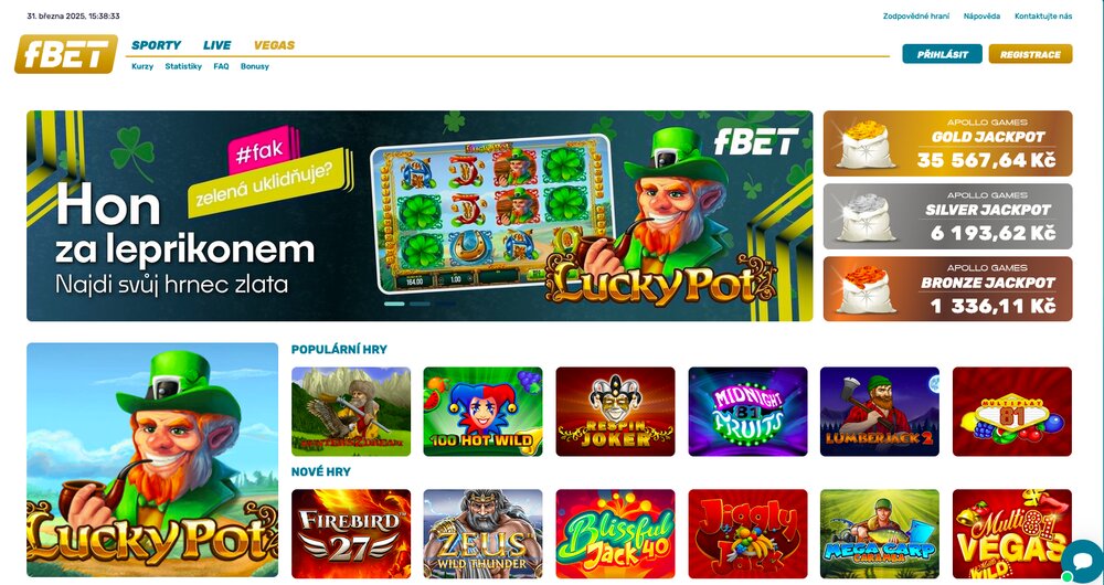 fBet casino homepage