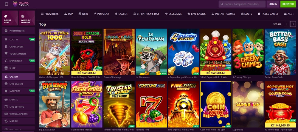 Malina Casino automaty úvod en