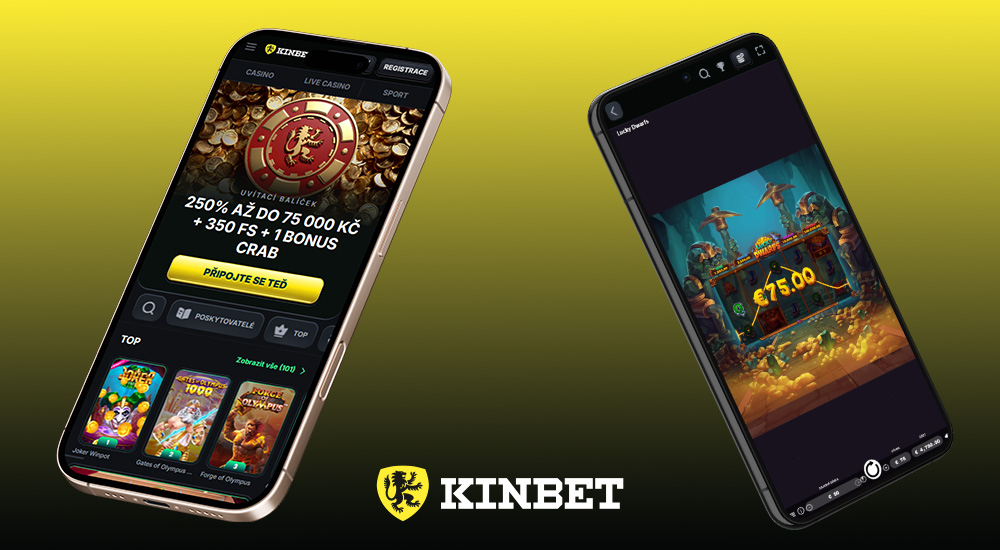 Náhled responzivního rozhraní webu online casina a sázkové kanceláře Kinbet
