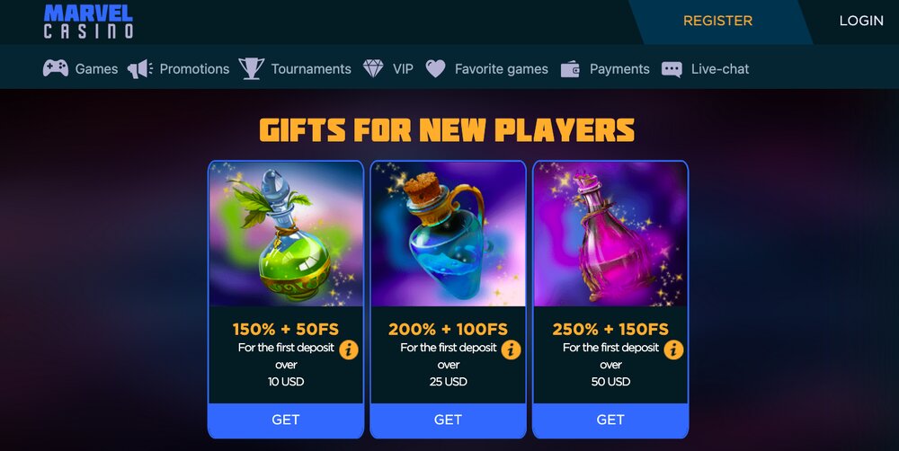 Marvel Casino uvítací bonusy