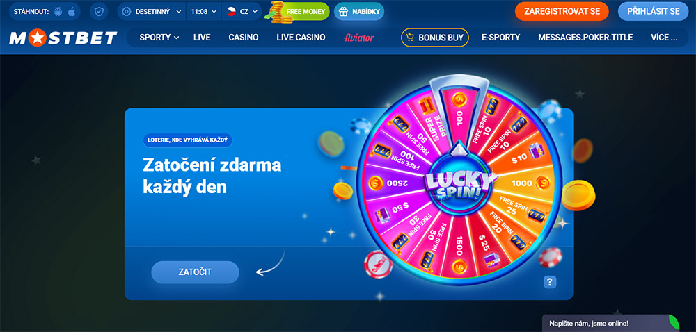 Zatočení zdarma každý den na kole štěstí v casinu MostBet