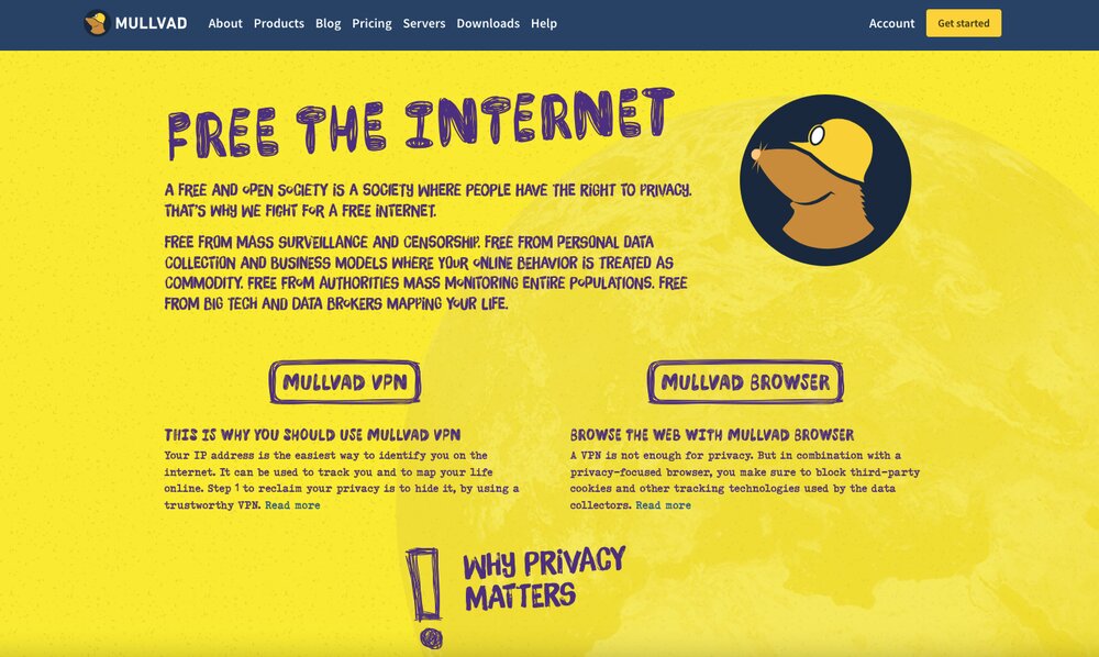 Mullvad VPN homepage