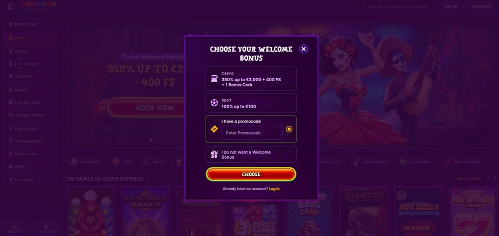 Duospin promo code úvod en