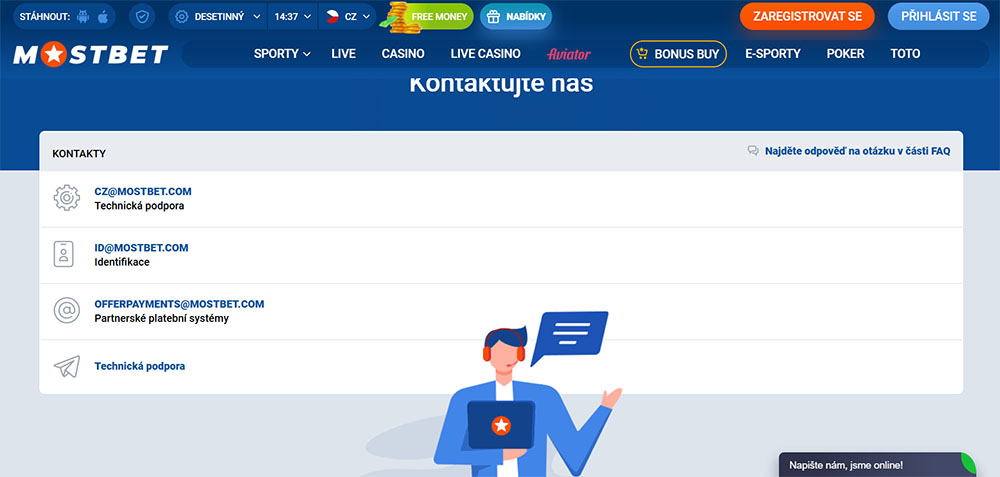 Jak kontaktovat podporu v casinu MostBet?