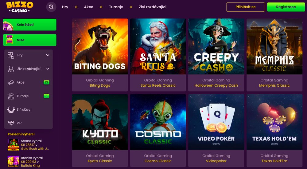 Orbital Gaming hry v Bizzo Casino