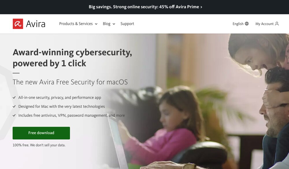 Avira Phantom VPN homepage