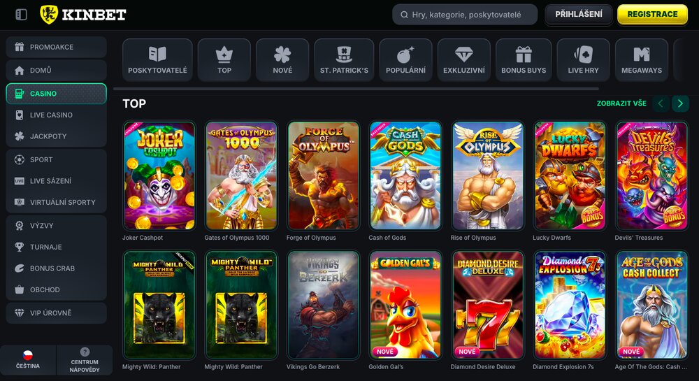 KinBet casino herní knihovna