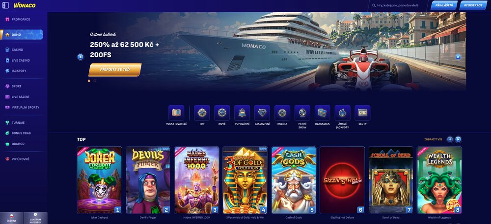 Página de inicio de Wonaco