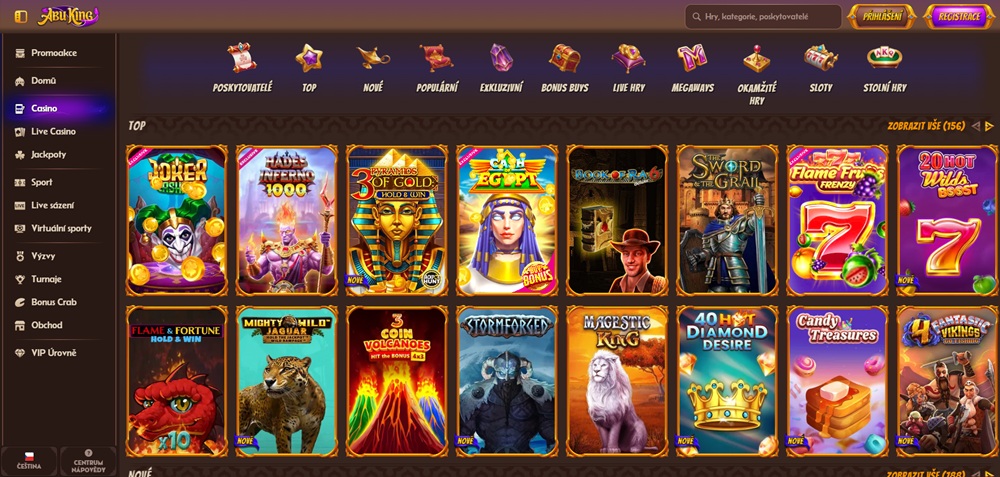 Übersicht der Spielautomaten bei Abu King