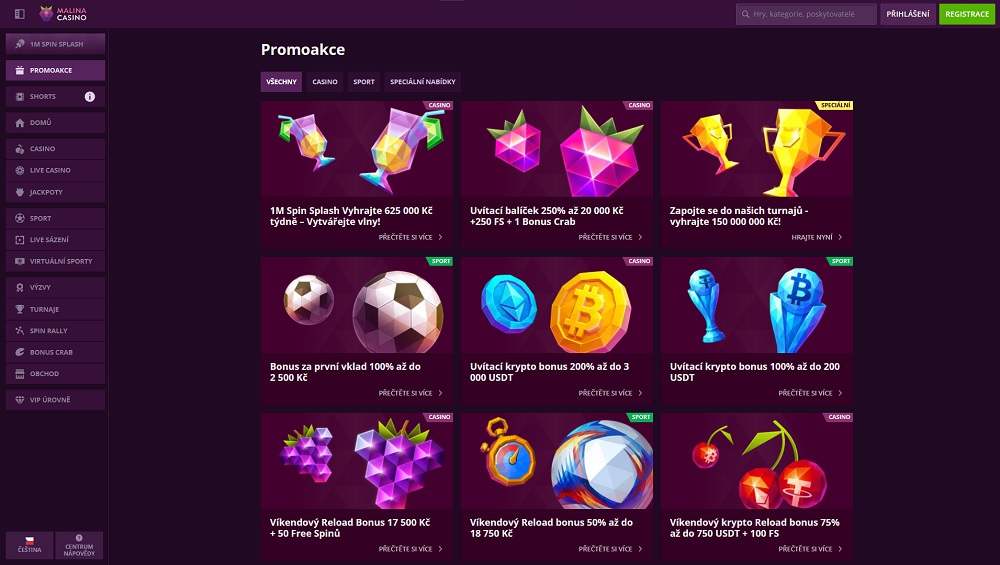 Vorschau der Boni und Aktionen im Online Casino und beim Buchmacher Malina Casino