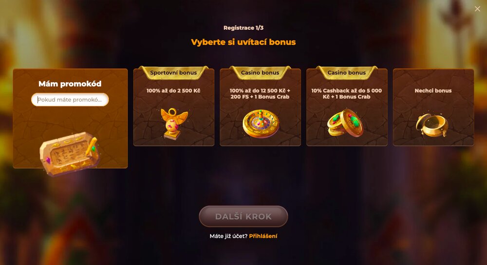 Ingreso del código promocional en el casino AmunRa