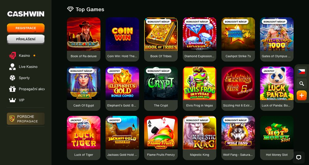 Slot machines at CashWin casino