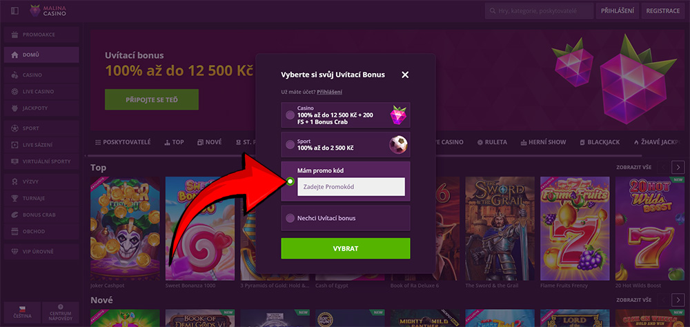 Malina Casino Promo-Code