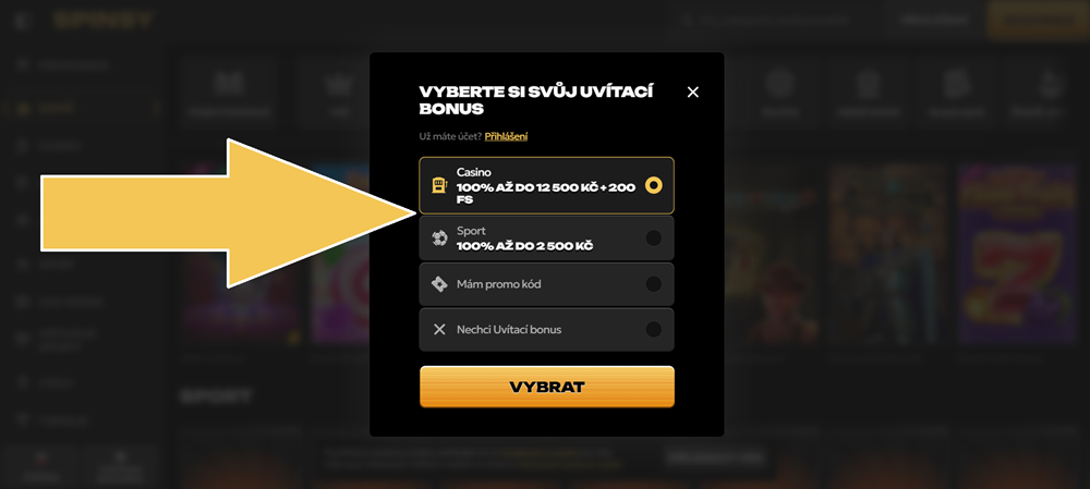 Spinsy Registrierung