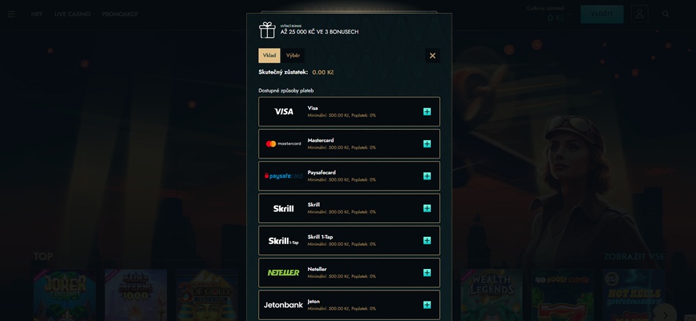 Payment options at Dolly Casino