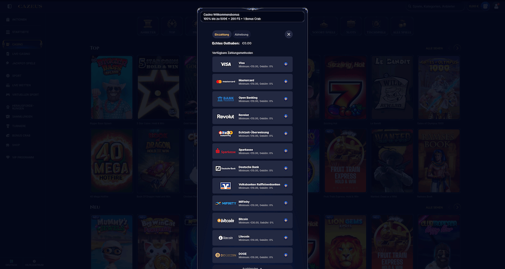 09803 Cazeus Ein und Auszahlung