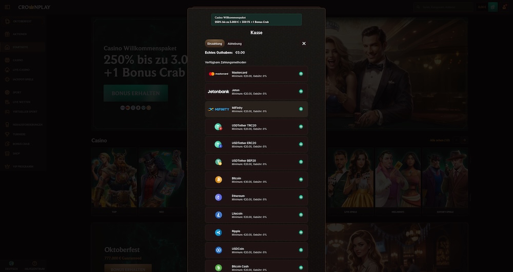 CrownPlay Ein- und Auszahlung