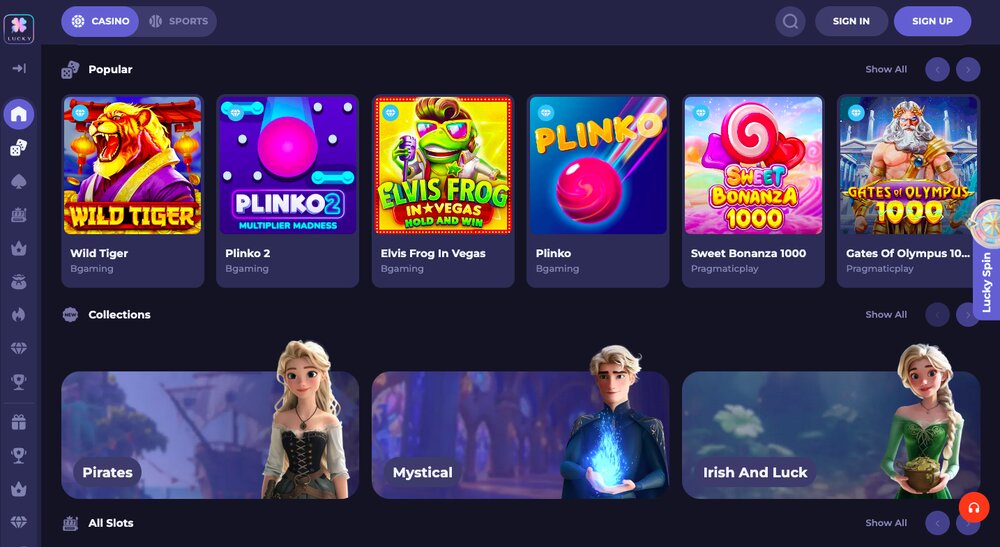 Lucky Friends casino homepage