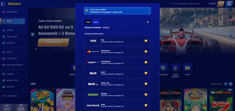 Wonaco – Depósito y retiro de dinero