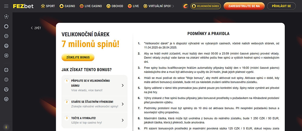 Velikonoce 2025 v casinu FEZbet [promo akce, bonusy, free spiny atd.]