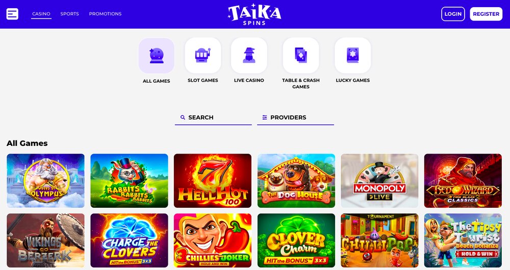Taikaspins casino nabídka her