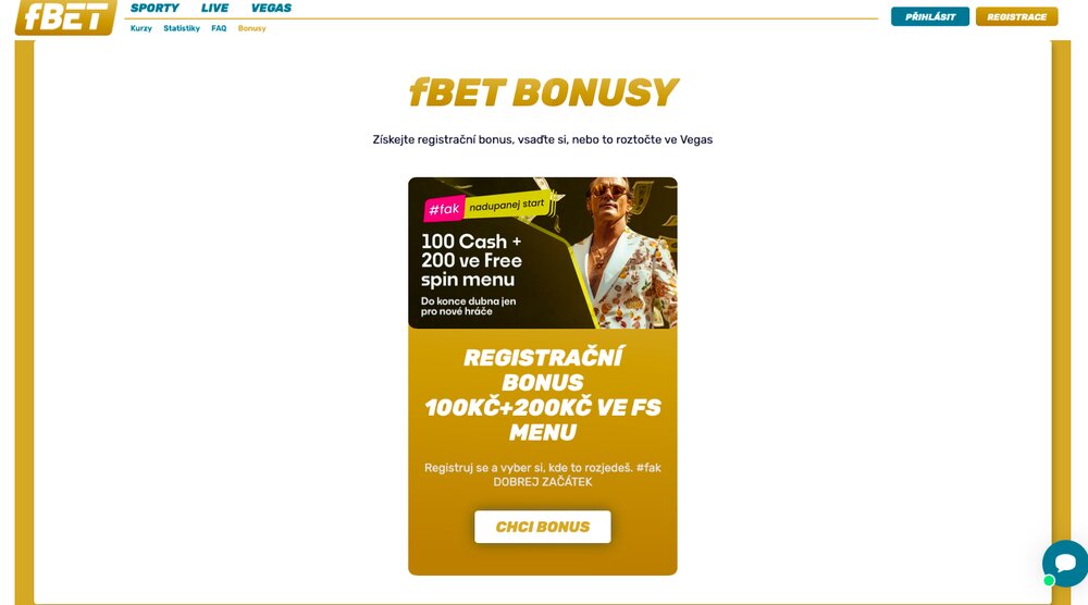 fBET registrační bonus