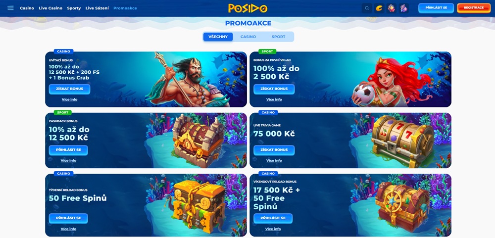 Nabídka bonusů v Posido duben 2025