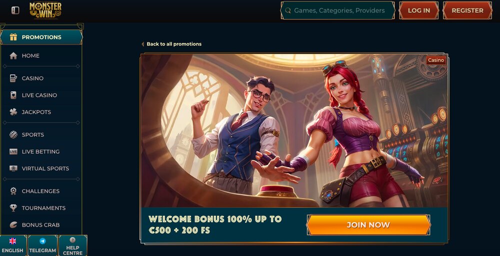 Monster Win welcome bonus