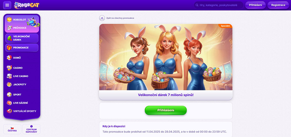 Velikonoce 2025 v casinu Robocat [promo akce, bonusy, free spiny atd.]